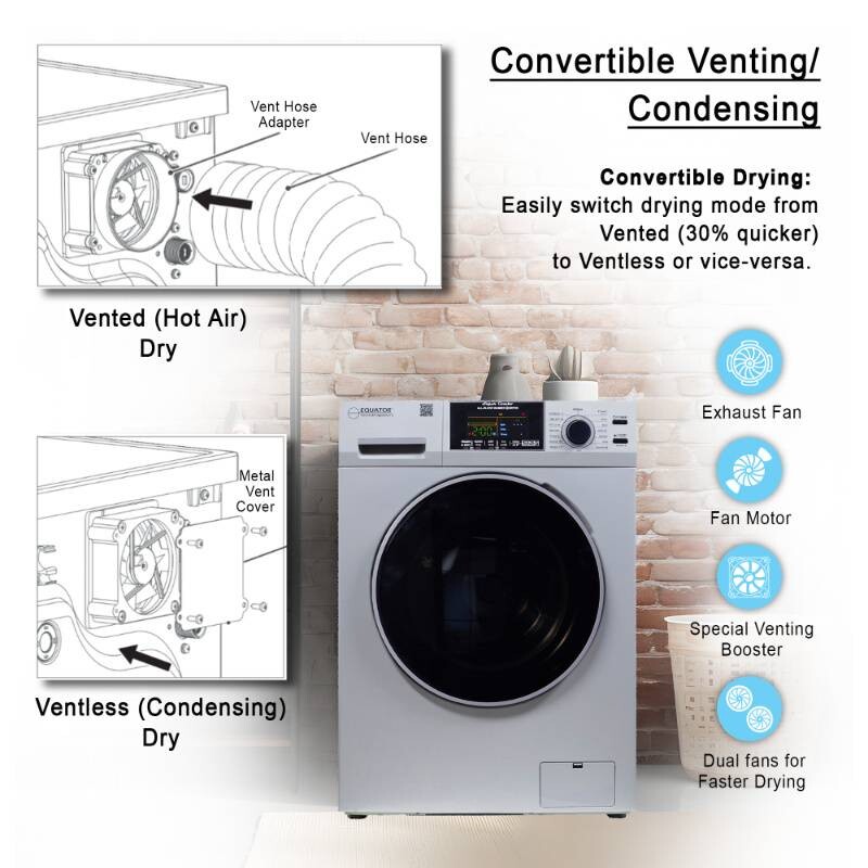 All-in-One 4600 Washer Dryer VENTLESS/VENTED PET Cycle 1.62cf/15lbs 110V 4600SILVER