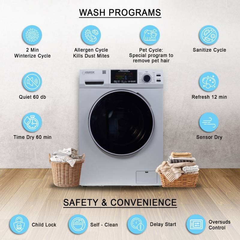 All-in-One 4600 Washer Dryer VENTLESS/VENTED PET Cycle 1.62cf/15lbs 110V 4600SILVER