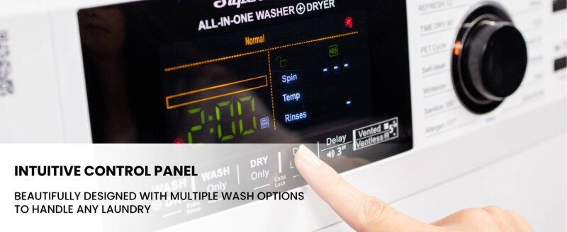 All-in-One 4600 Washer Dryer VENTLESS/VENTED PET Cycle 1.62cf/15lbs 110V 4600WHITE