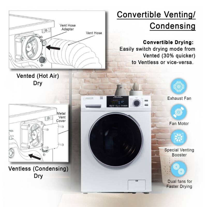 All-in-One 4600 Washer Dryer VENTLESS/VENTED PET Cycle 1.62cf/15lbs 110V 4600WHITE