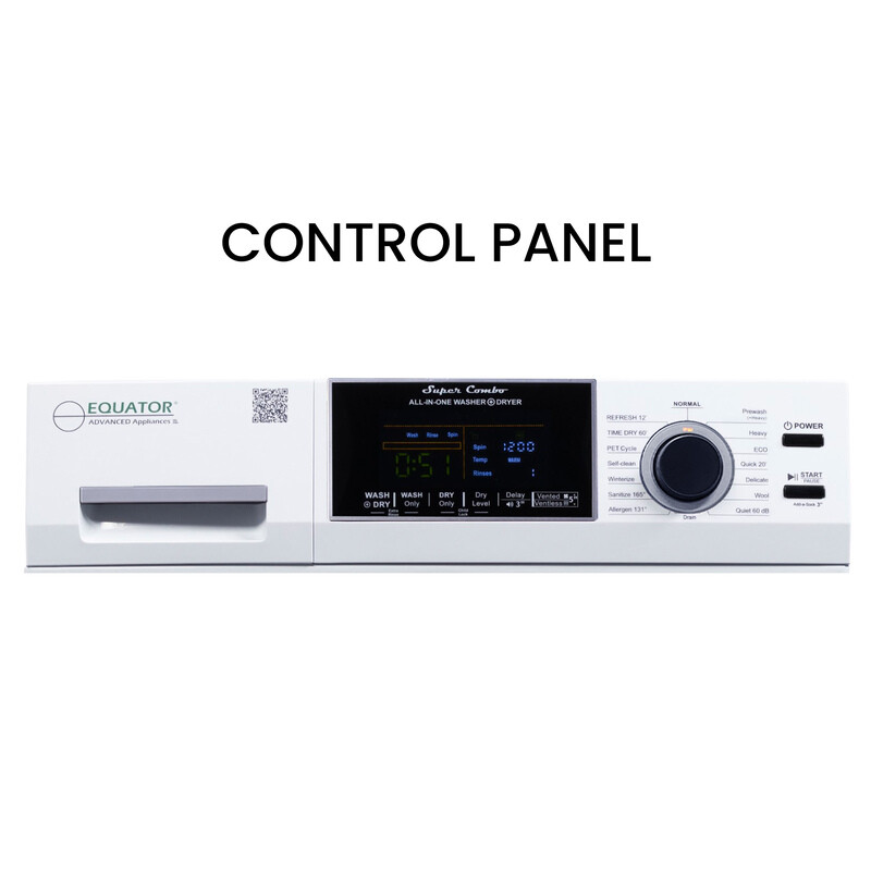 All-in-One 4600 Washer Dryer VENTLESS/VENTED PET Cycle 1.62cf/15lbs 110V 4600WHITE
