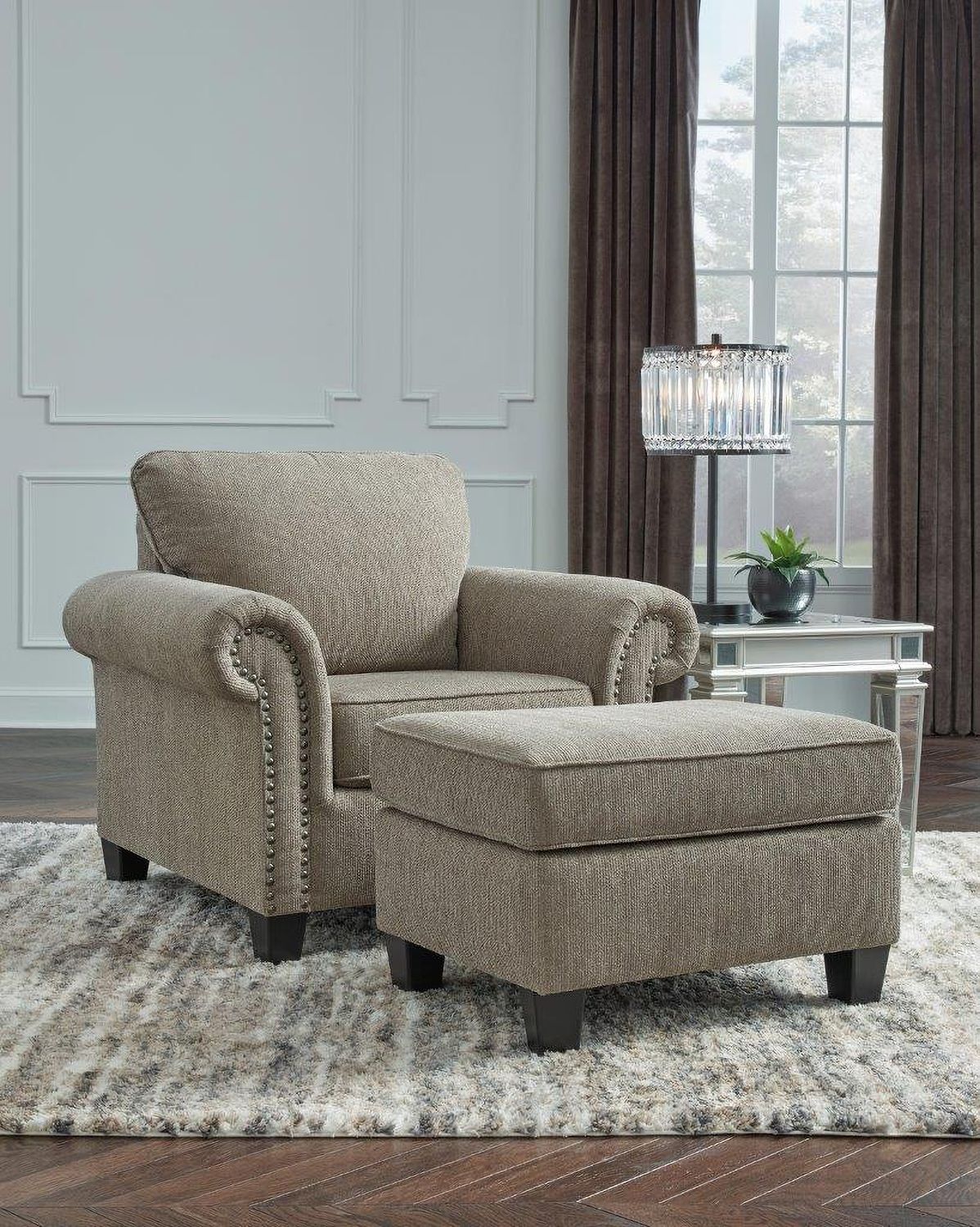 Shewsbury Ottoman In Pewter 4720214