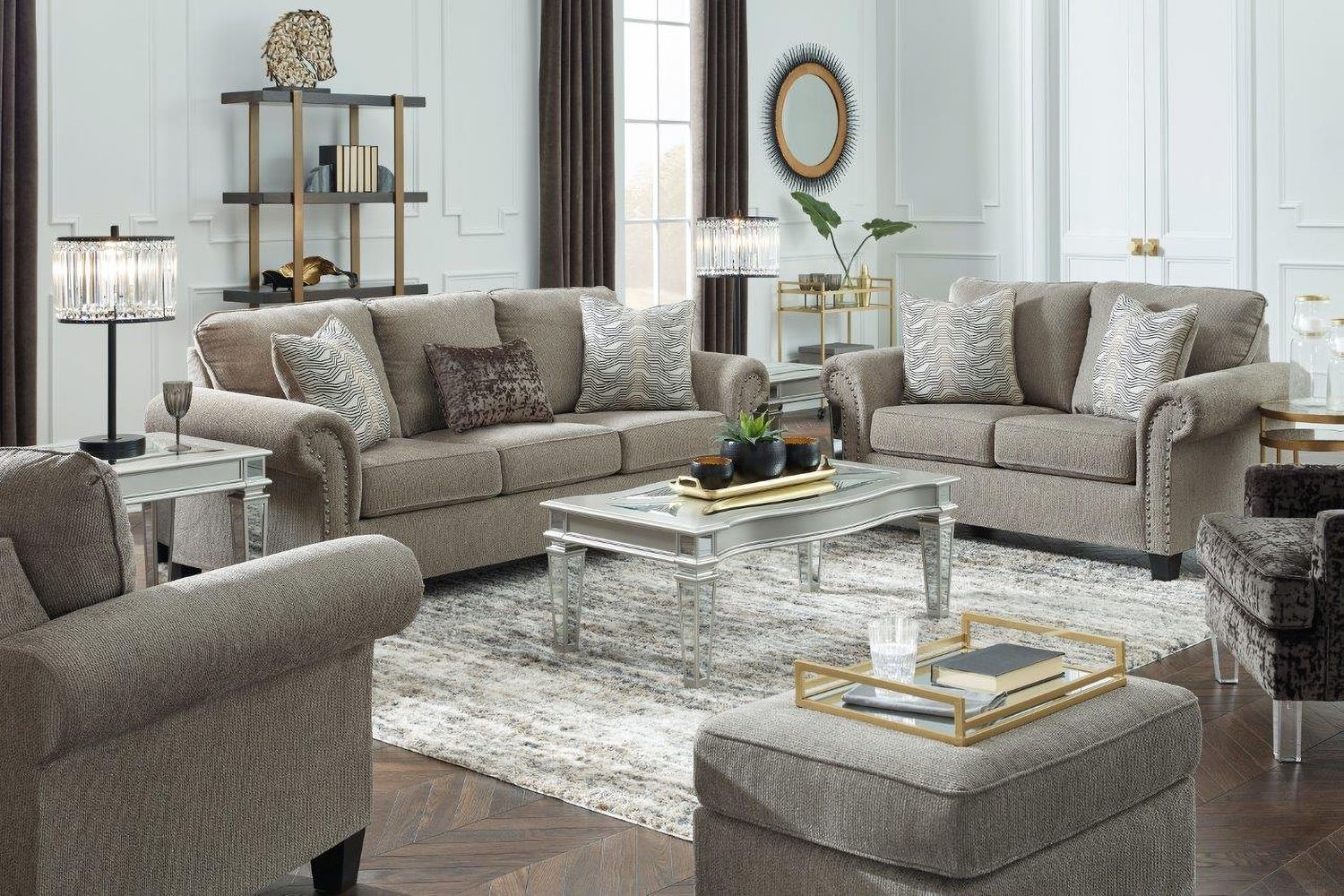 Shewsbury Ottoman In Pewter 4720214