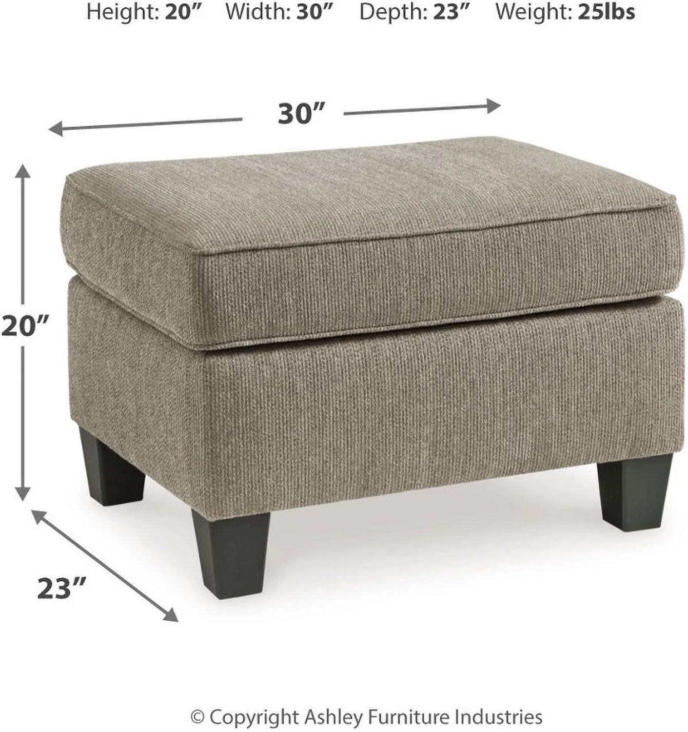 Shewsbury Ottoman In Pewter 4720214