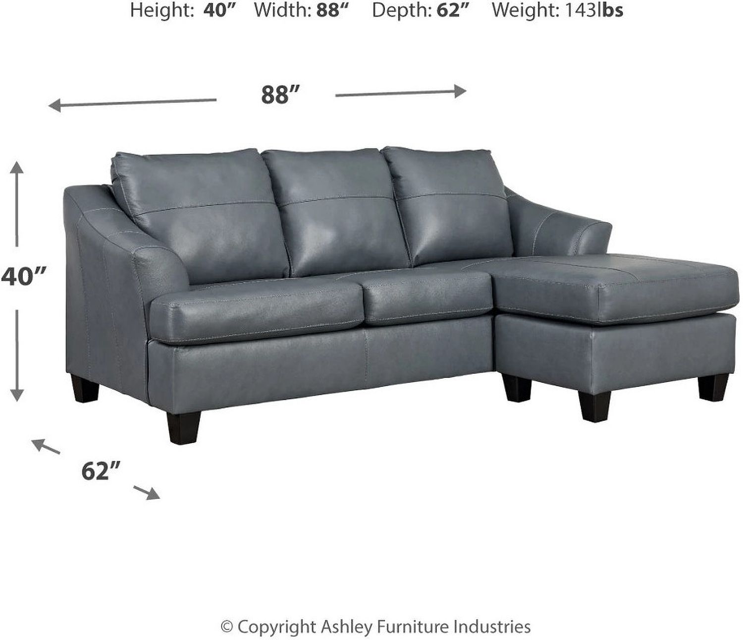 Genoa Sofa Chaise In Steel 4770518