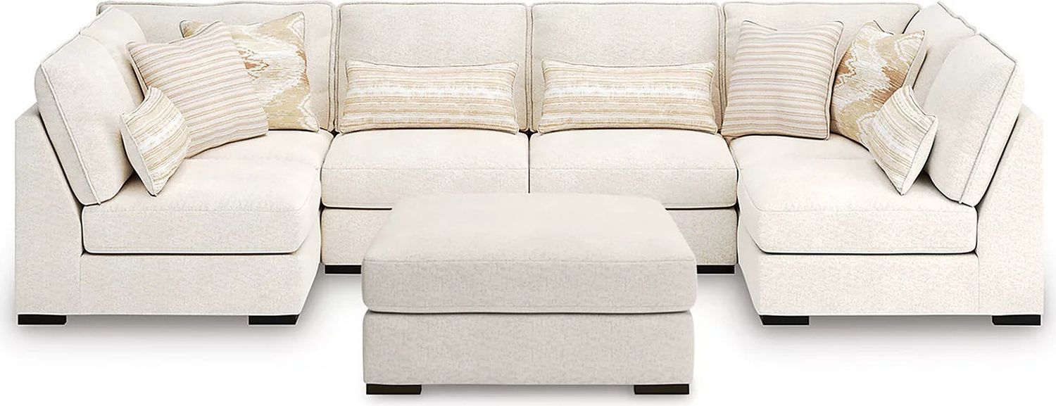 Donelson Creek 4-Piece Sectional and Ottoman In Vanilla 48002U3