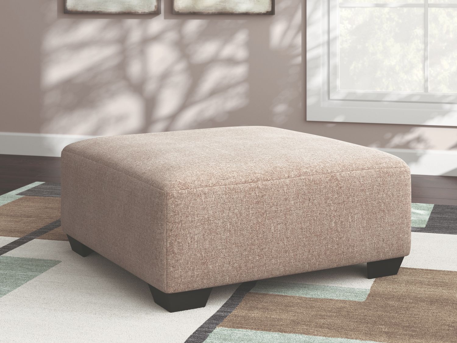 Newellen Oversized Accent Ottoman In Hemp 4840408