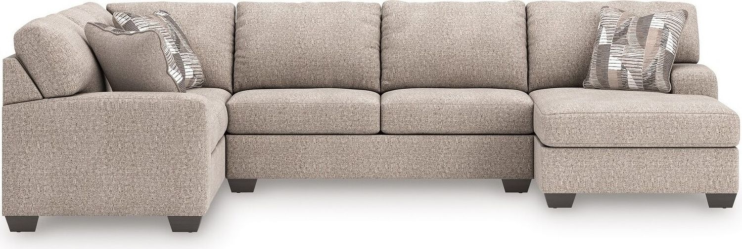 Newellen 3-Piece RAF Sleeper Sectional With Chaise In Hemp 48404S6