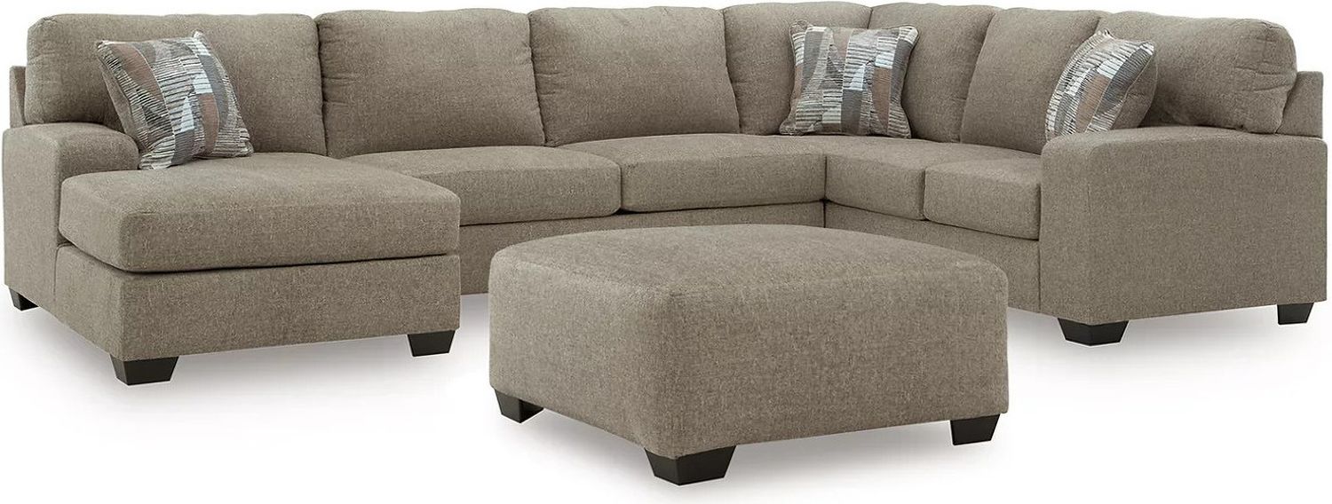 Newellen 3-Piece Sectional and Oversized Ottoman In Hemp 48404U1