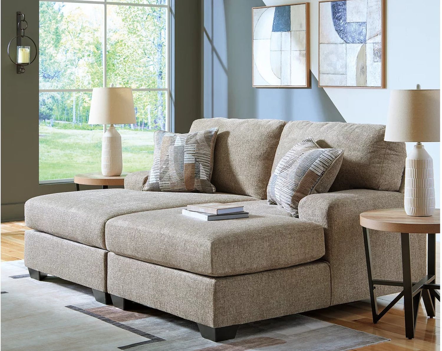 Newellen 3-Piece Sectional and Oversized Ottoman In Hemp 48404U1