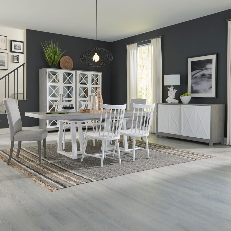 Palmetto Heights Alt 7 Piece Double Pedestal Table Set 499DRA72PS