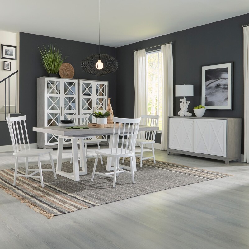 Palmetto Heights Opt 5 Piece Double Pedestal Table Set 499DRO52PS