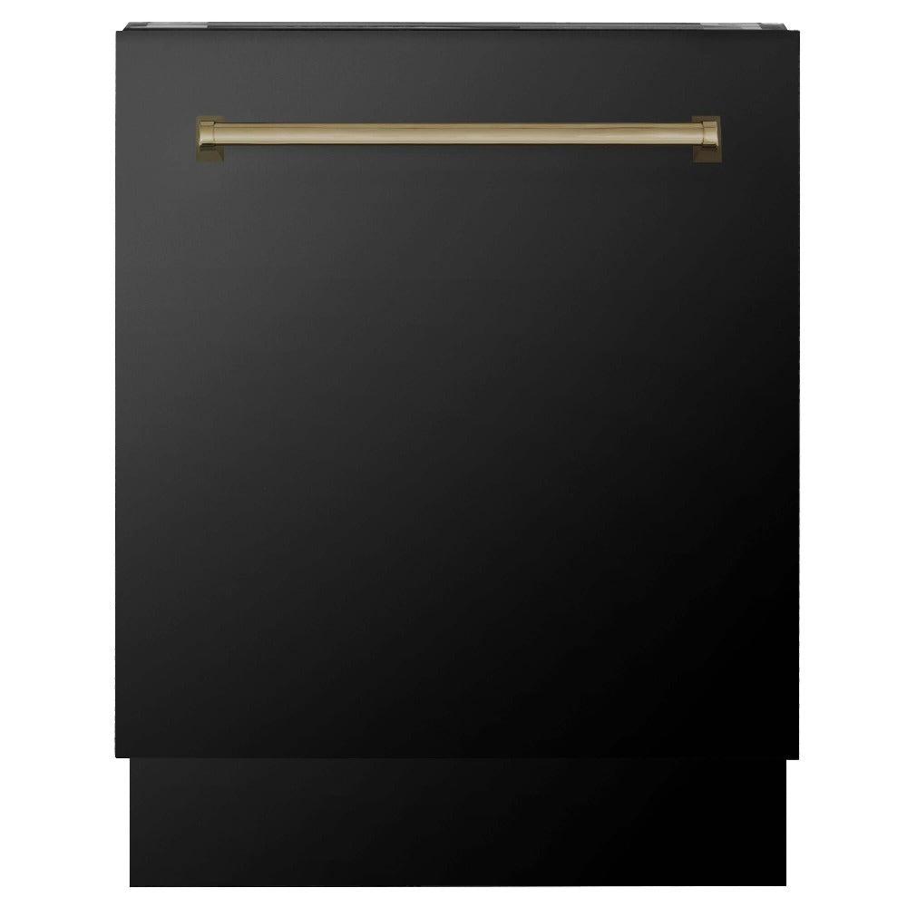 Autograph Edition 30 in. Kitchen Package with Black Stainless Steel Dual Fuel Range, Range Hood, Dishwasher, and Refrigerator with External Water Dispenser with Champagne Bronze Accents 4AKPRRABRHDWV30CB