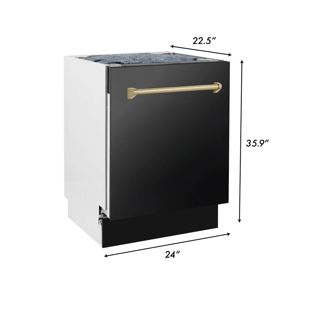 Autograph Edition 30 in. Kitchen Package with Black Stainless Steel Dual Fuel Range, Range Hood, Dishwasher, and Refrigerator with External Water Dispenser with Champagne Bronze Accents 4AKPRRABRHDWV30CB