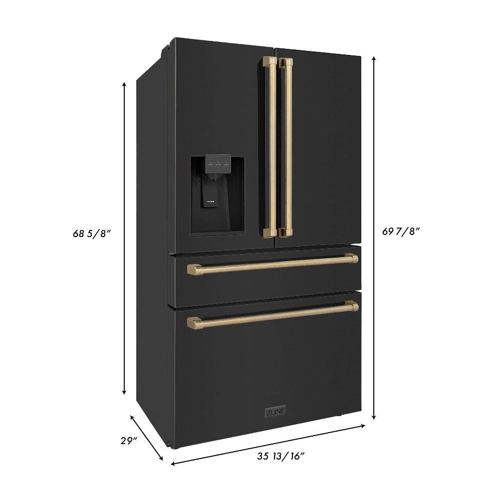 Autograph Edition 30 in. Kitchen Package with Black Stainless Steel Dual Fuel Range, Range Hood, Dishwasher, and Refrigerator with External Water Dispenser with Champagne Bronze Accents 4AKPRRABRHDWV30CB