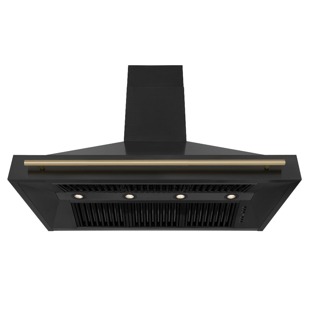 Autograph Edition 48 in. Kitchen Package with Black Stainless Steel Dual Fuel Range, Range Hood, Dishwasher and Refrigerator with Champagne Bronze Accents 4AKPRRABRHDWV48CB