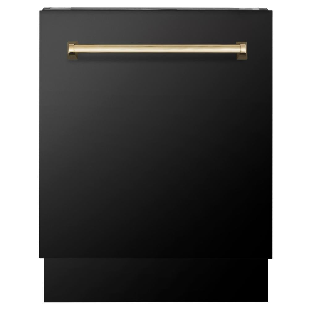 Autograph Edition 48 in. Kitchen Package with Black Stainless Steel Dual Fuel Range, Range Hood, Dishwasher and Refrigerator Including External Water Dispenser with Polished Gold Accents 4AKPRRABRHDWV48G