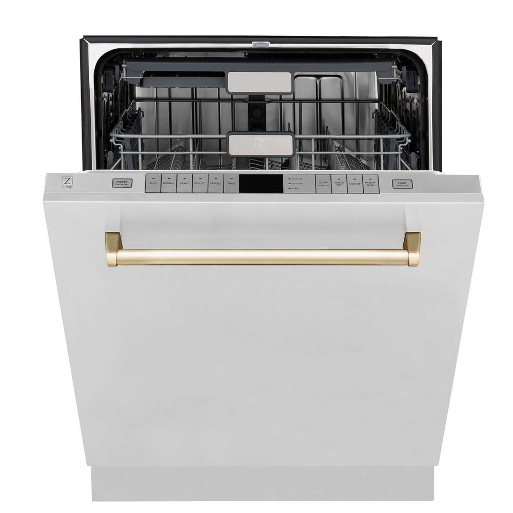 Autograph Edition 30 in. Kitchen Package with Stainless Steel Dual Fuel Range, Range Hood, Dishwasher, and Refrigerator with External Water Dispenser with Polished Gold Accents 4AKPRRARHDWM30G, product image 18 of 27