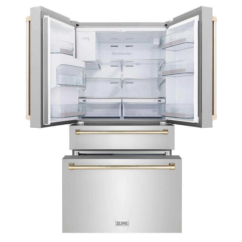 Autograph Edition 30 in. Kitchen Package with Stainless Steel Dual Fuel Range, Range Hood, Dishwasher, and Refrigerator with External Water Dispenser with Polished Gold Accents 4AKPRRARHDWM30G, product image 23 of 27
