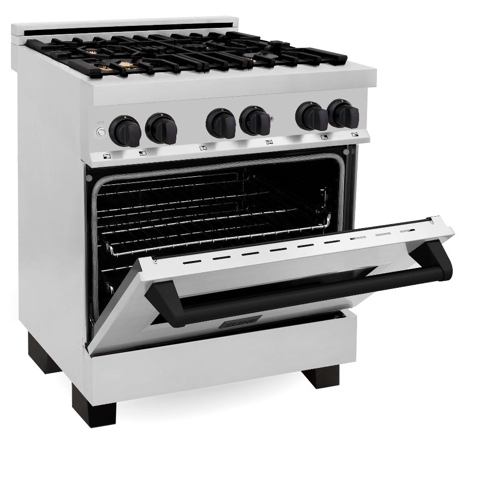 Autograph Edition 30 in. Kitchen Package with Stainless Steel Dual Fuel Range, Range Hood, Dishwasher, and Refrigerator with External Water Dispenser with Matte Black Accents 4AKPRRARHDWM30MB, product image 4 of 28