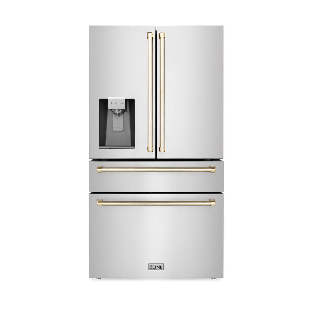 Autograph Edition 36 in. Kitchen Package with Stainless Steel Dual Fuel Range, Range Hood, Dishwasher and Refrigerator Including External Water Dispenser with Polished Gold Accents 4AKPRRARHDWM36G, product image 23 of 28
