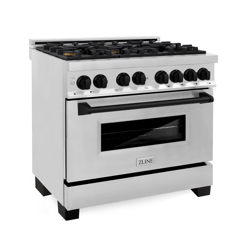 Autograph Edition 36 in. Kitchen Package with Stainless Steel Dual Fuel Range, Range Hood, Dishwasher and Refrigerator Including External Water Dispenser with Matte Black Accents 4AKPRRARHDWM36MB, product image 14 of 28