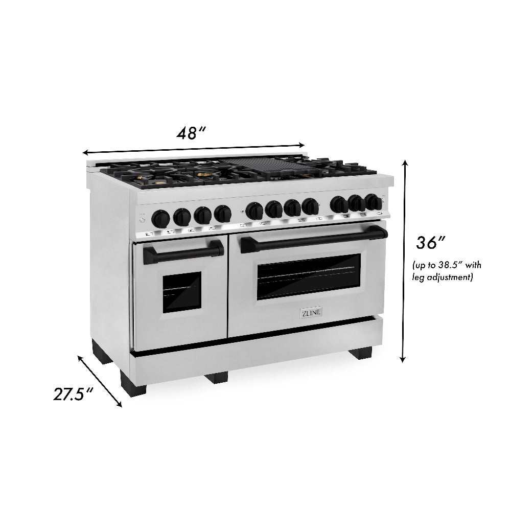 Autograph Edition 48 in. Kitchen Package with Stainless Steel Dual Fuel Range, Range Hood, Dishwasher and Refrigerator Including External Water Dispenser with Matte Black Accents 4AKPRRARHDWM48MB, product image 11 of 29