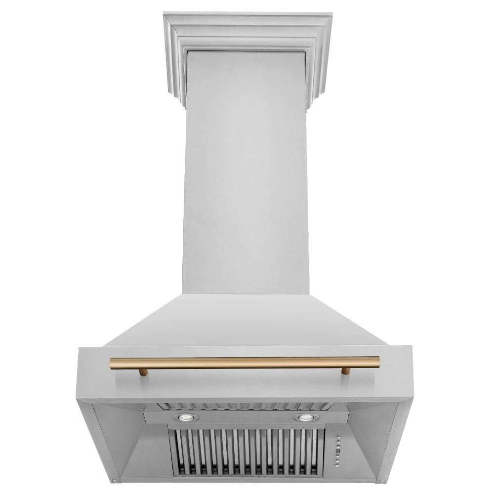 Autograph Edition 30 in. Kitchen Package with Stainless Steel Dual Fuel Range, Range Hood, Dishwasher and Refrigerator with Champagne Bronze Accents 4KAPRRARHDWM30CB