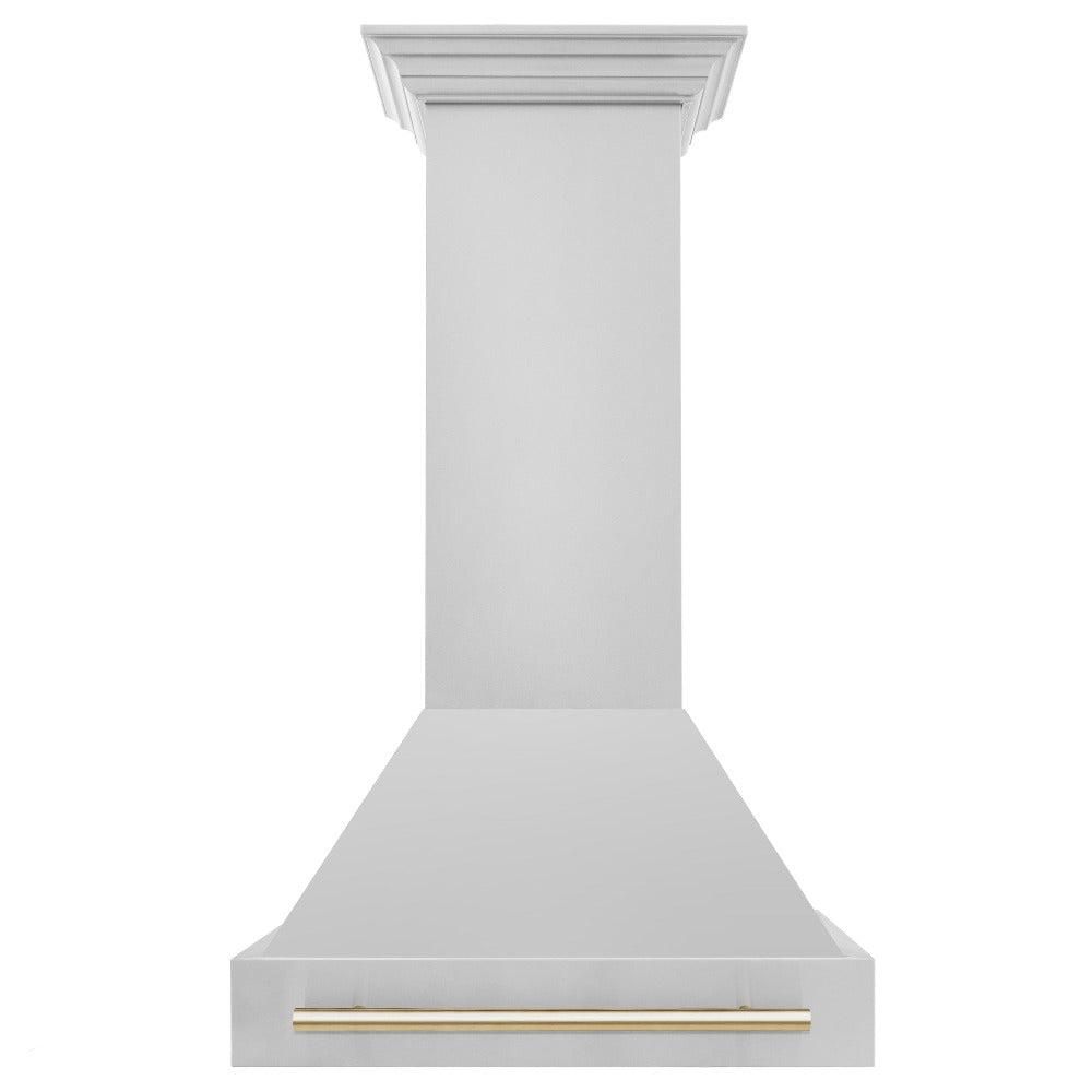 Autograph Edition 30 in. Kitchen Package with Stainless Steel Dual Fuel Range, Range Hood, Dishwasher and Refrigerator with Polished Gold Accents 4KAPRRARHDWM30G