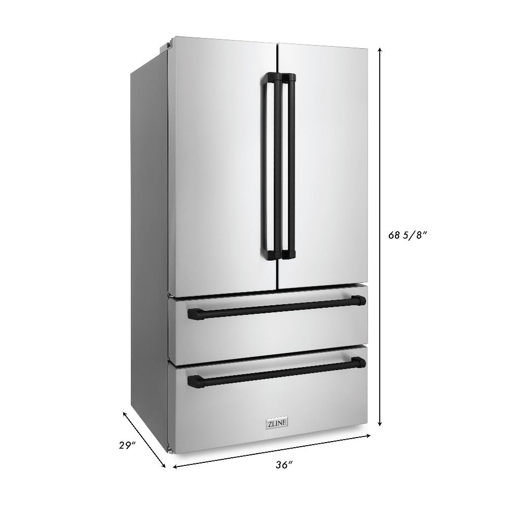 Autograph Edition 30 in. Kitchen Package with Stainless Steel Dual Fuel Range, Range Hood, Dishwasher and Refrigerator with Matte Black Accents 4KAPRRARHDWM30MB