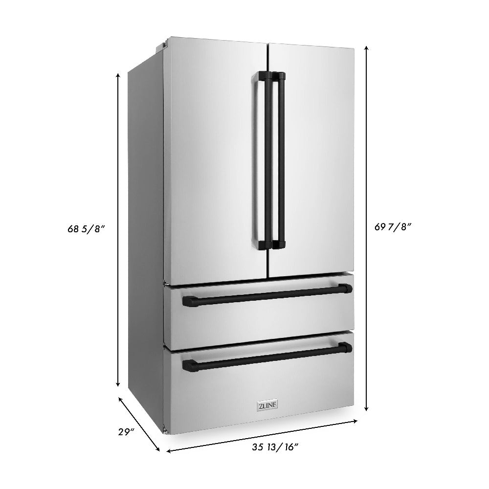 Autograph Edition 36 in. Kitchen Package with Stainless Steel Dual Fuel Range, Range Hood, Dishwasher and Refrigerator with Matte Black Accents 4KAPRRARHDWM36MB, product image 25 of 25