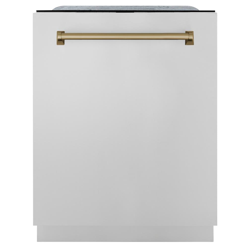 Autograph Edition 48 in. Kitchen Package with Stainless Steel Dual Fuel Range, Range Hood, Dishwasher and Refrigerator with Champagne Bronze Accents 4KAPRRARHDWM48CB