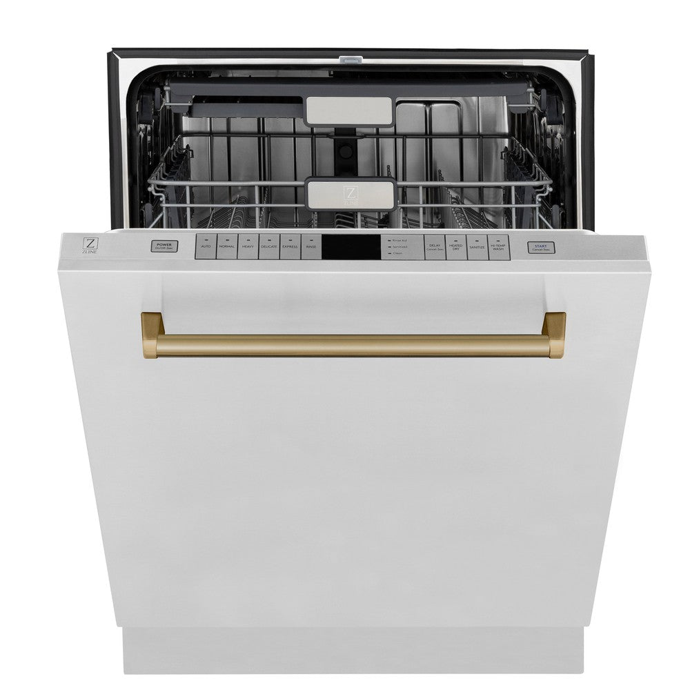 Autograph Edition 48 in. Kitchen Package with Stainless Steel Dual Fuel Range, Range Hood, Dishwasher and Refrigerator with Champagne Bronze Accents 4KAPRRARHDWM48CB