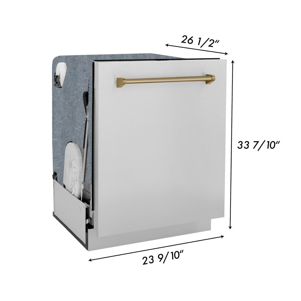 Autograph Edition 48 in. Kitchen Package with Stainless Steel Dual Fuel Range, Range Hood, Dishwasher and Refrigerator with Champagne Bronze Accents 4KAPRRARHDWM48CB