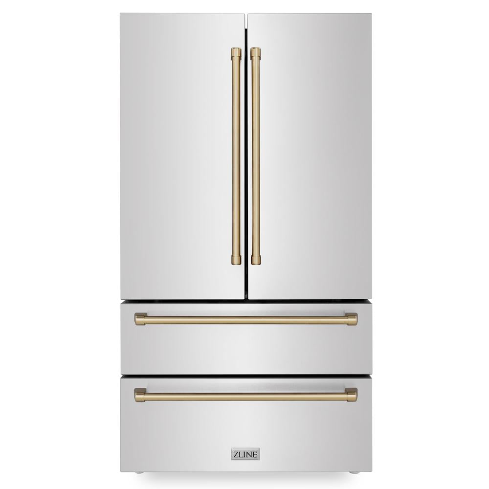 Autograph Edition 48 in. Kitchen Package with Stainless Steel Dual Fuel Range, Range Hood, Dishwasher and Refrigerator with Champagne Bronze Accents 4KAPRRARHDWM48CB