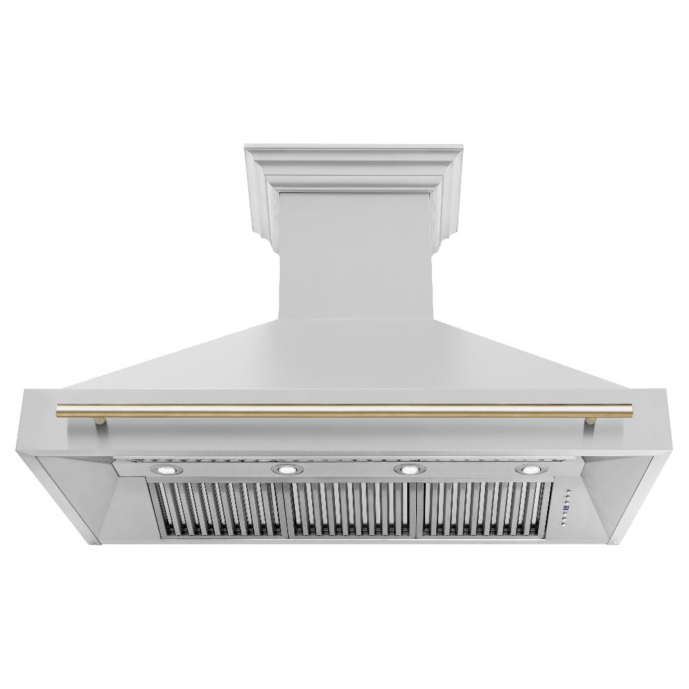 Autograph Edition 48 in. Kitchen Package with Stainless Steel Dual Fuel Range, Range Hood, Dishwasher and Refrigerator with Polished Gold Accents 4KAPRRARHDWM48G