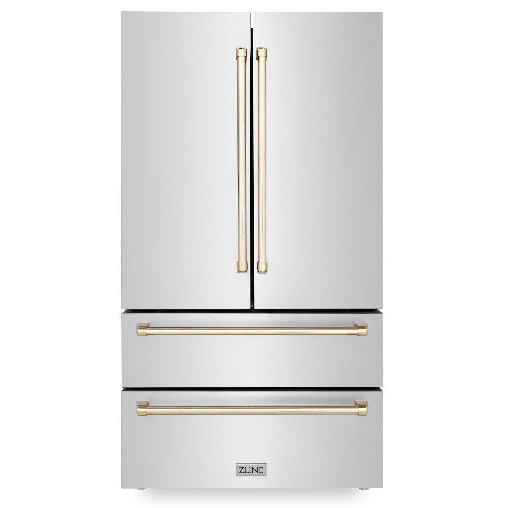 Autograph Edition 48 in. Kitchen Package with Stainless Steel Dual Fuel Range, Range Hood, Dishwasher and Refrigerator with Polished Gold Accents 4KAPRRARHDWM48G