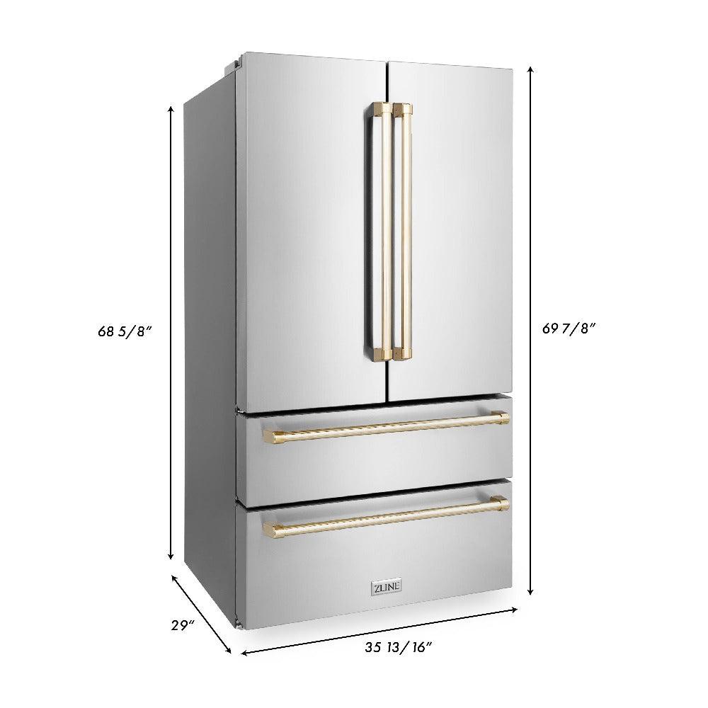 Autograph Edition 48 in. Kitchen Package with Stainless Steel Dual Fuel Range, Range Hood, Dishwasher and Refrigerator with Polished Gold Accents 4KAPRRARHDWM48G