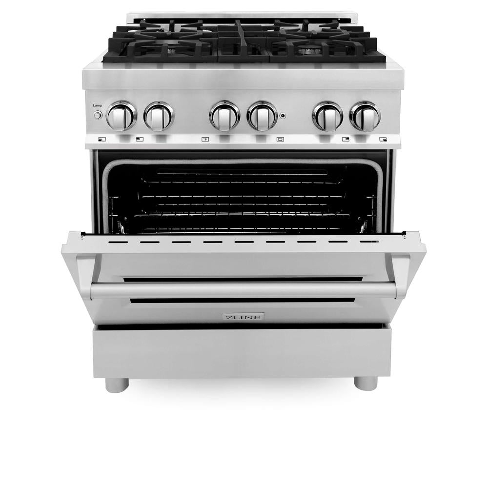30 in. Kitchen Package with Stainless Steel Dual Fuel Range, Range Hood, Microwave Drawer and Tall Tub Dishwasher 4KPRARH30MWDWV
