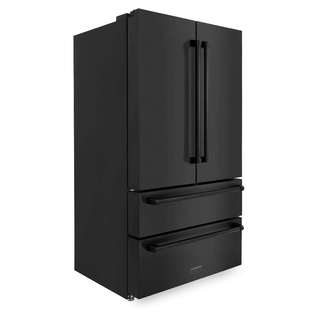 Kitchen Package with Black Stainless Steel Refrigeration, 48" Dual Fuel Range and Microwave Drawer 4KPRRABRH48MW