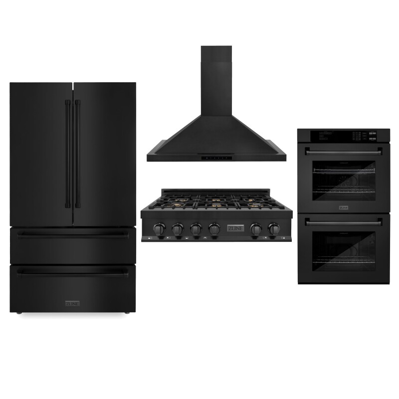 Kitchen Package with Refrigeration, 36" Rangetop, 36" Range Hood and 30" Double Wall Oven 4KPRRTBRH36AWD