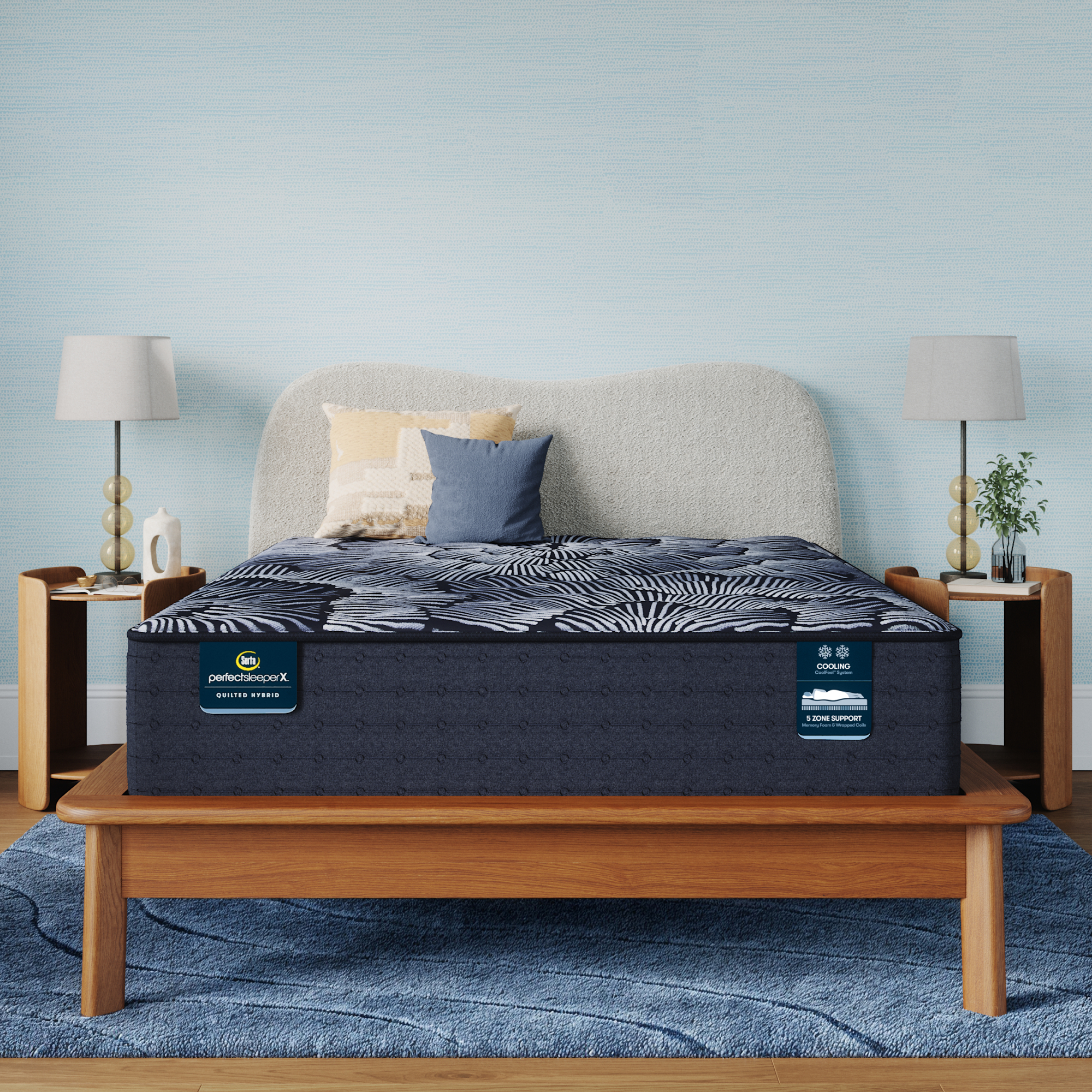 Perfect Sleeper X Knox 13.75" Hybrid Plush Mattress Low Profile Set -Queen 5001000929850