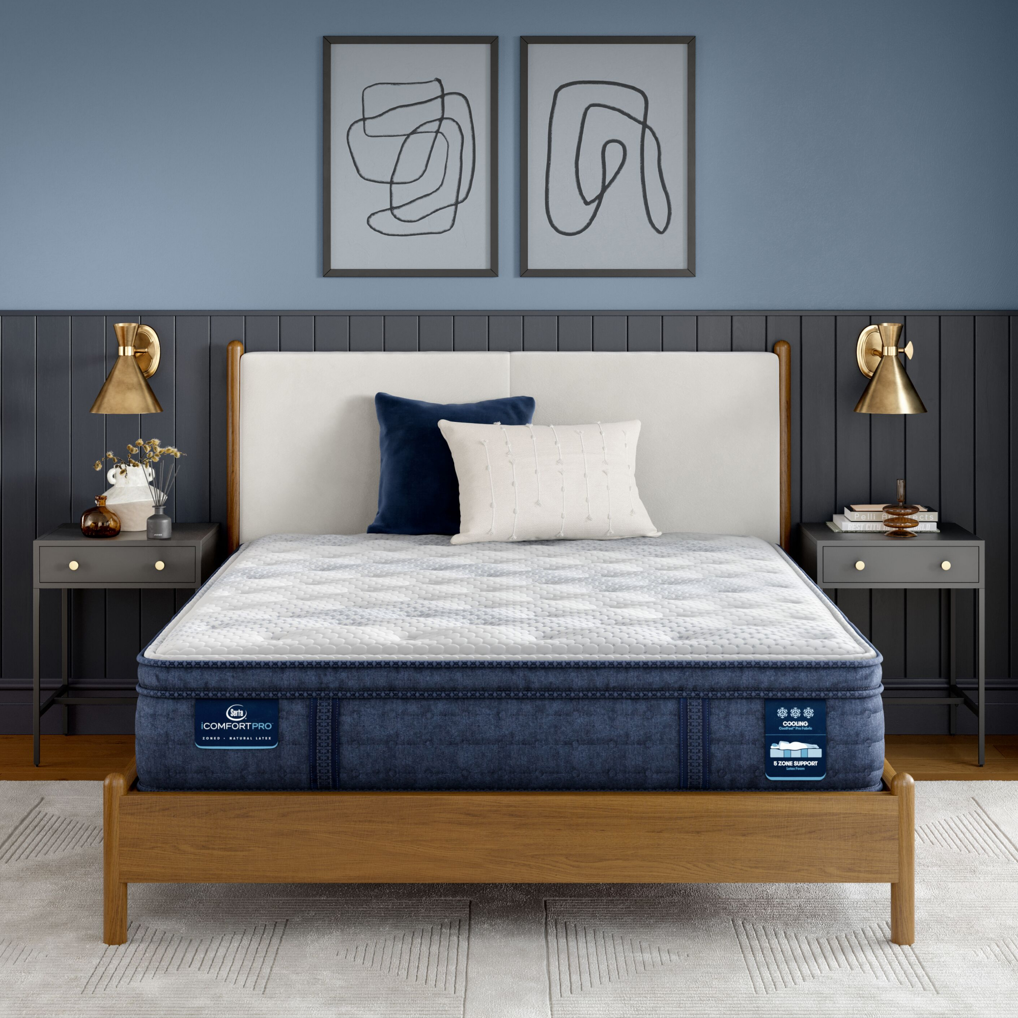 iComfortPro Dartmouth 15" Latex Foam Plush Pillow Top Mattress Low Profile Set -California King 5008004039870