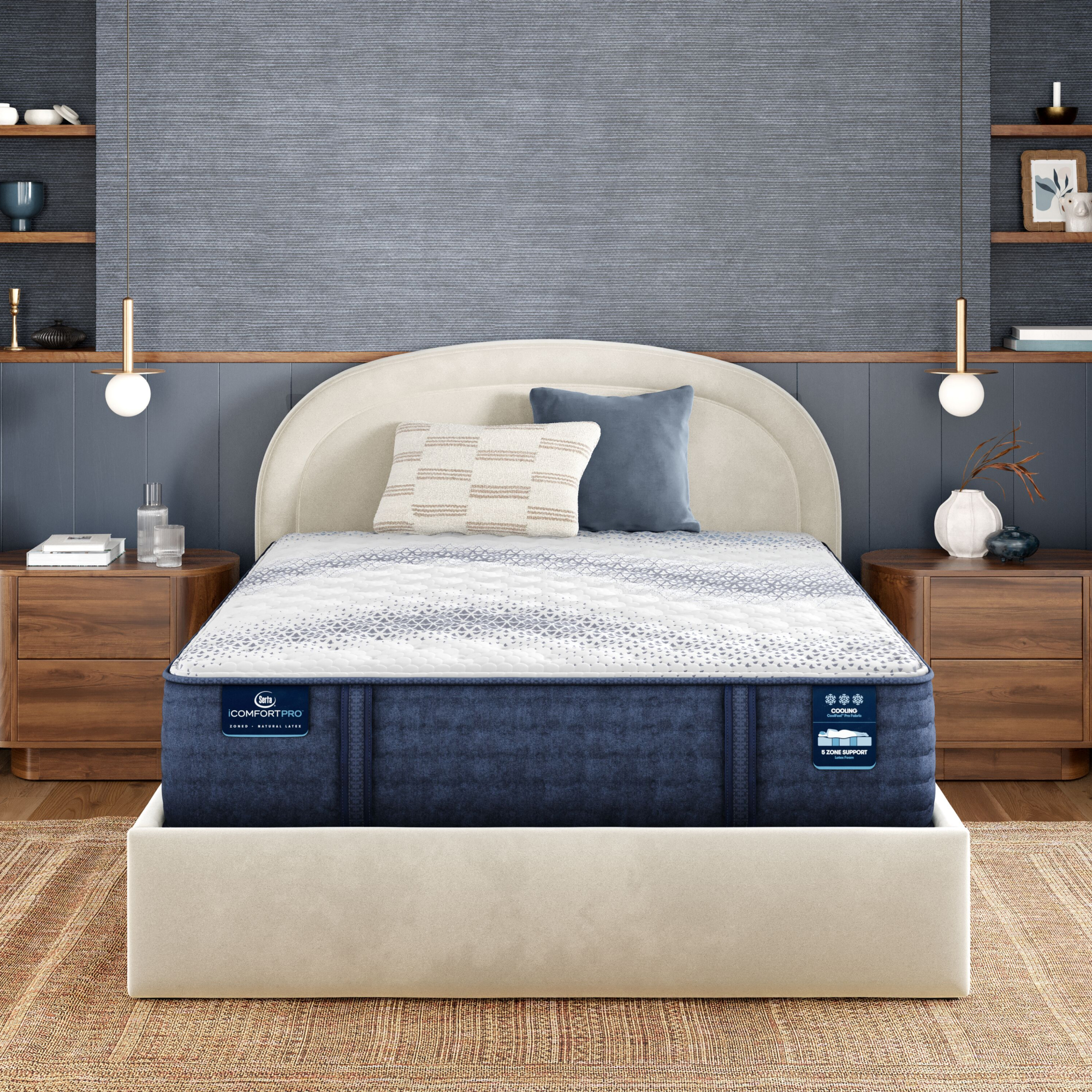 iComfortPro Kingston 14" Latex Foam Firm Mattress Low Profile Set -Queen 5008015319850
