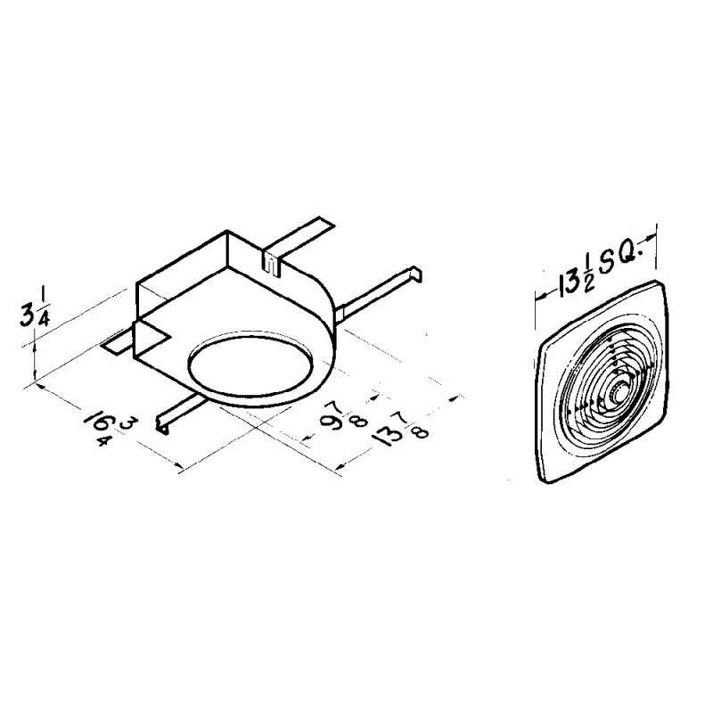 10-Inch, 300 CFM Side Discharge Ventilation Fan, Square Plastic Grille, 9.0 Sones 502