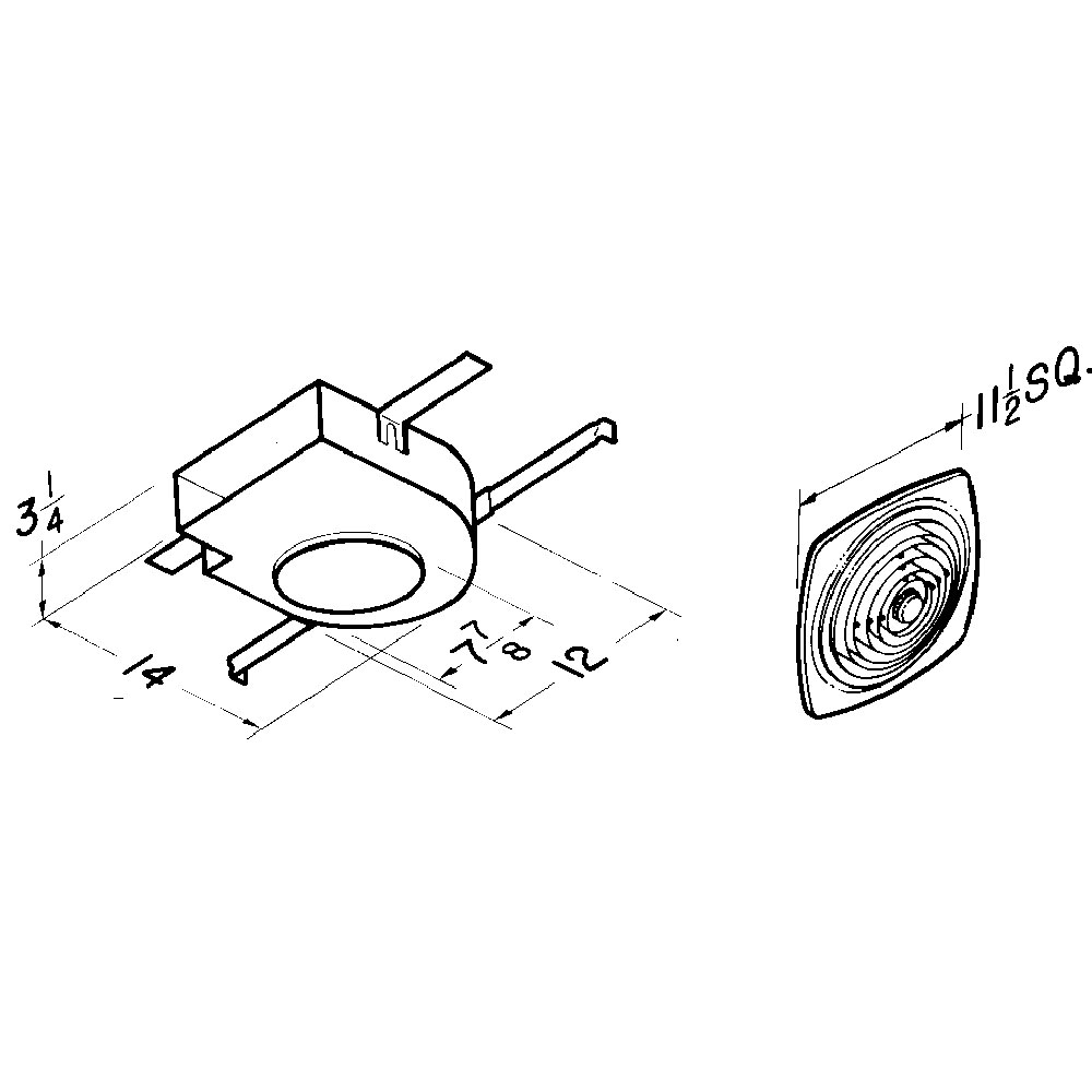 8-Inch, 160 CFM Side Discharge Ventilation Fan with Square Plastic Grille, 5.0 Sones 503