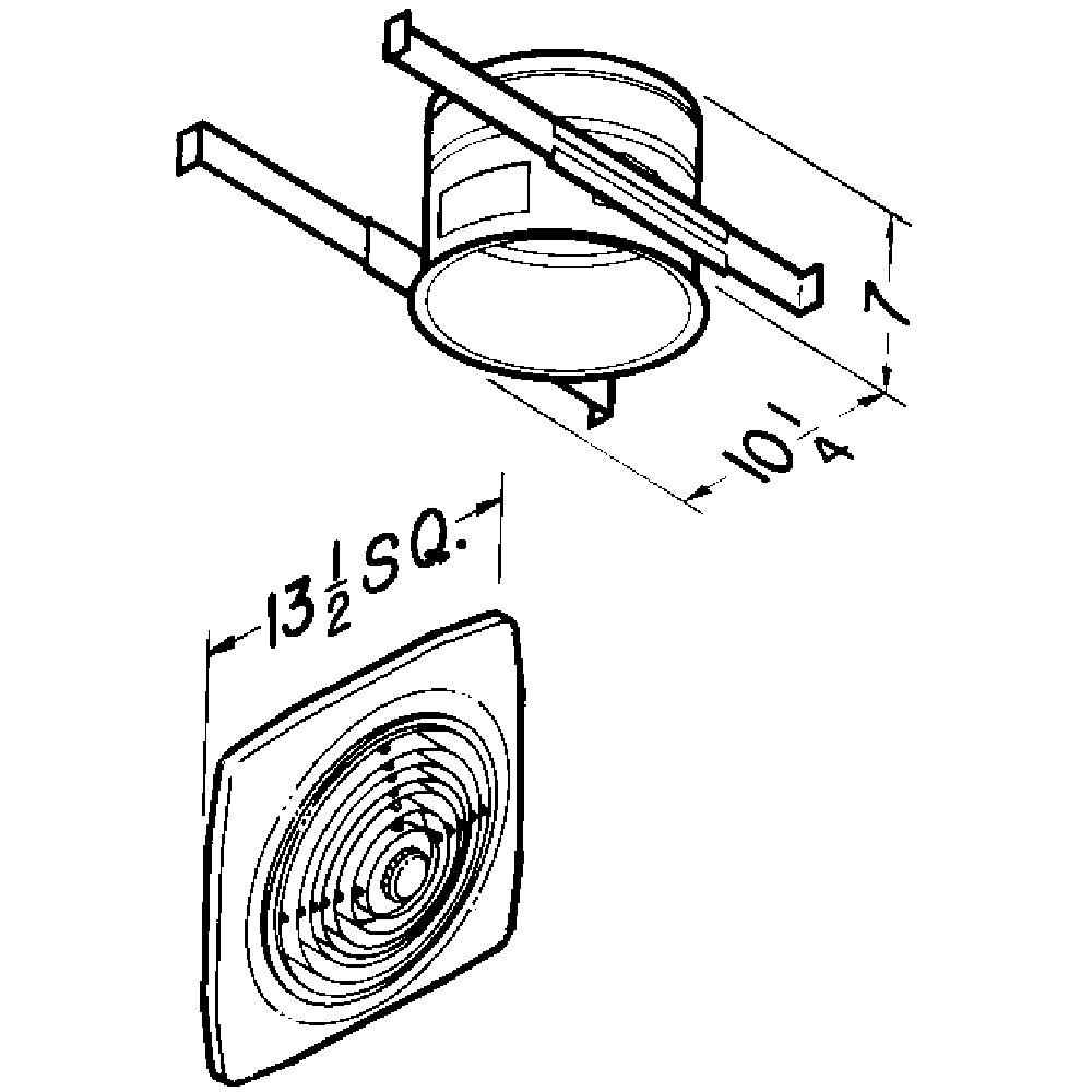 10-Inch 330 CFM Vertical Discharge Ventilation Fan, Square Plastic Grille, 8.0 Sones 504