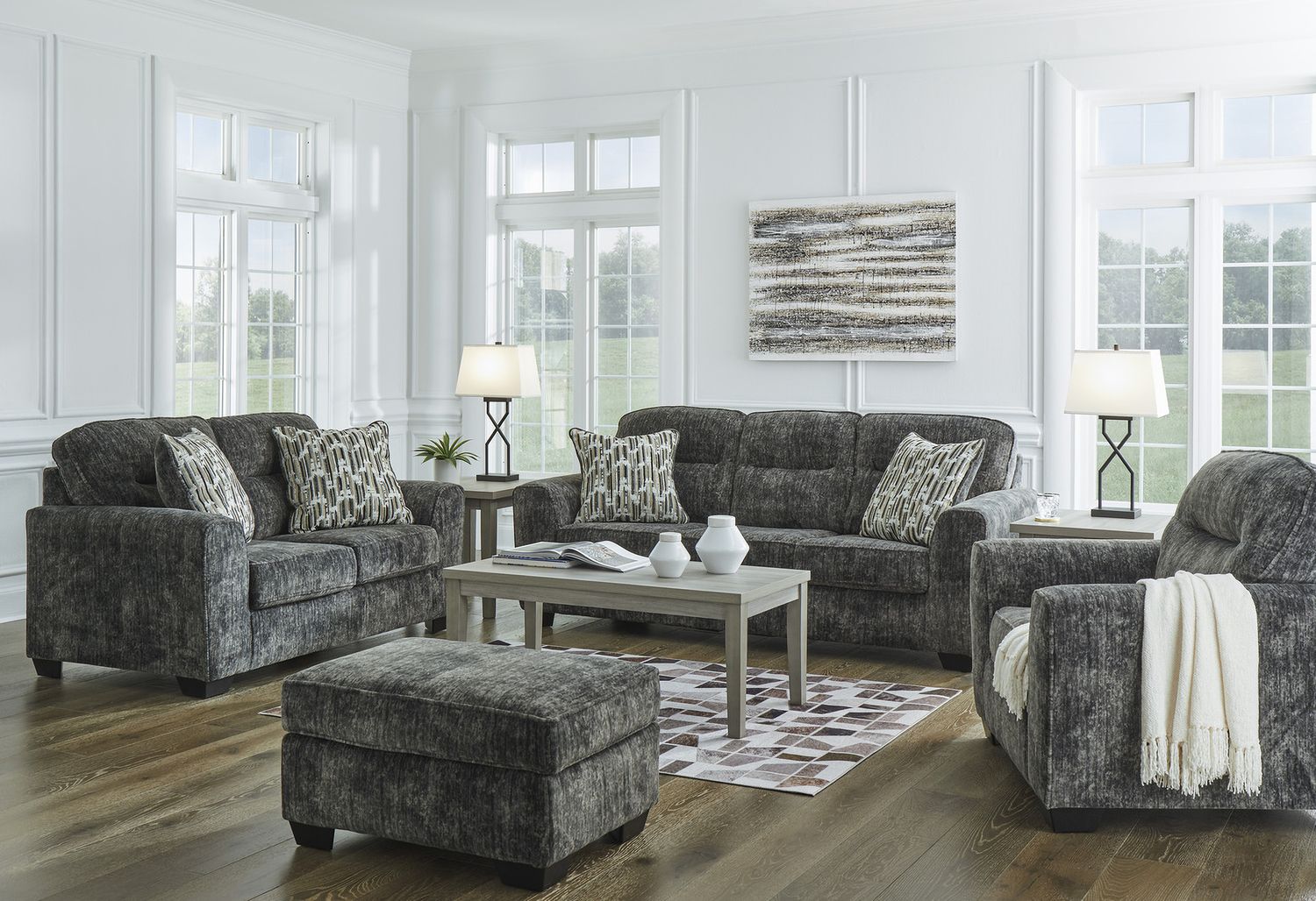 Lonoke Ottoman In Gunmetal 5050414