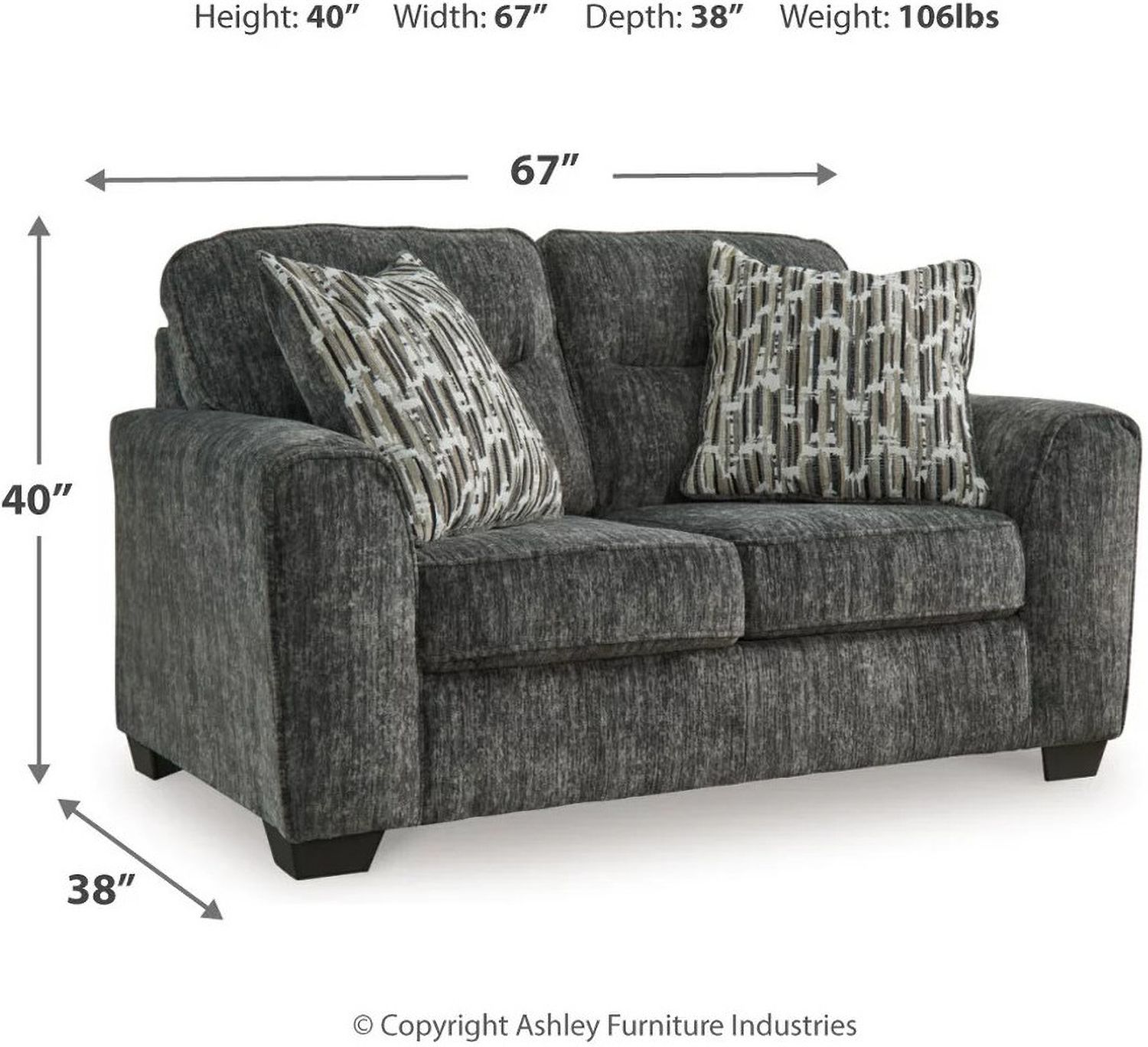 Lonoke Loveseat In Gunmetal 5050435