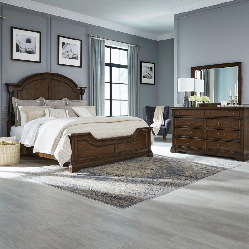 Arden Road King Poster Bed, Dresser & Mirror 512BRKPSDM